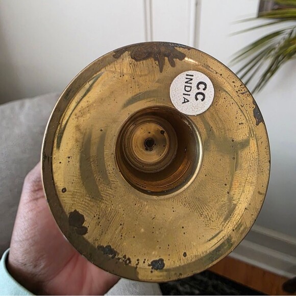 Vintage Brass Candle Holder Voltive Tea Heart Shape Punch Goblet Style 5.5'H - Picture 3 of 7